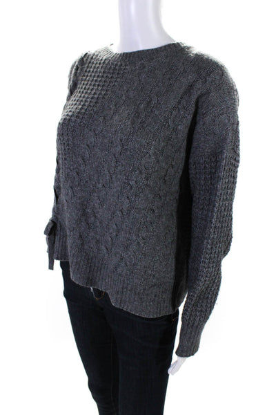 Autumn Cashmere Women's Cable Knit Crewneck Sweater Gray Size S