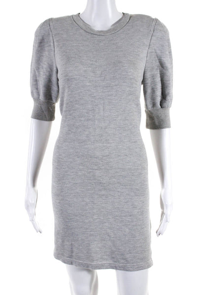 Current/Elliott Women's Puff Sleeve Crewneck Shirt Dress Gray Size 1