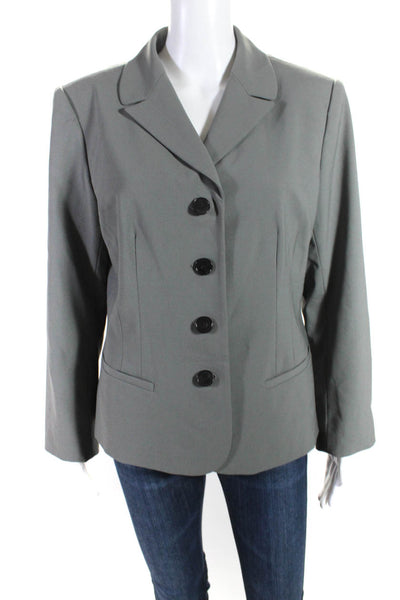 Lafayette 148 New York Womens Solid Single Breasted Blazer Green Size 14