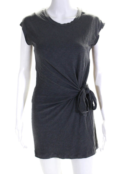 Sundry Womens Jersey Knit Crew Neck Knotted Front Mini Dress Gray Size 0