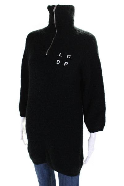 Les Coyotes De Paris Womens Solid Ribbed Half Zip Sweater Black Size 12