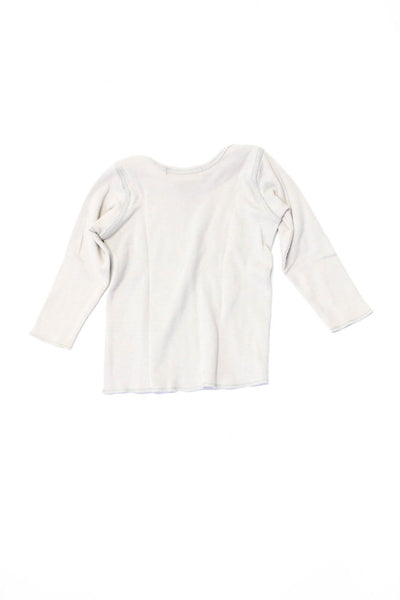 Bonpoint Girls Solid Hem Stitched Cotton Long Sleeve Tee Shirt Gray Size 12