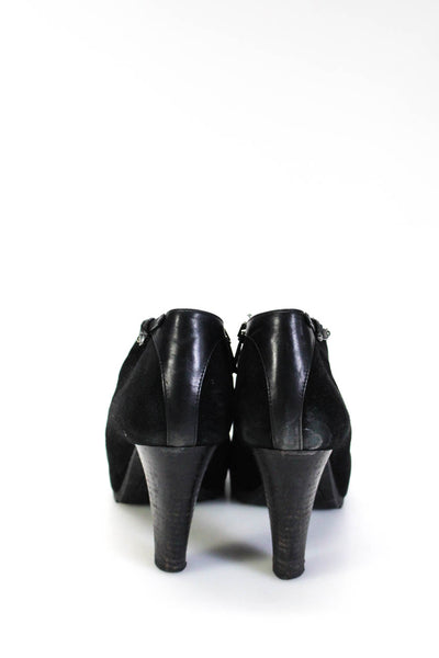 Aquatalia Womens Textured Sole Zipped Block Heel Ankle Booties Black Size 9.5