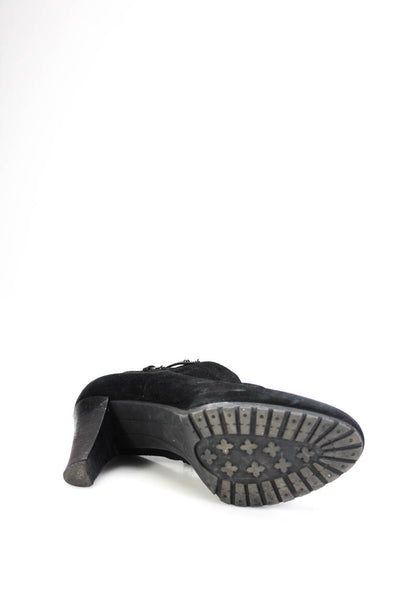 Aquatalia Womens Textured Sole Zipped Block Heel Ankle Booties Black Size 9.5