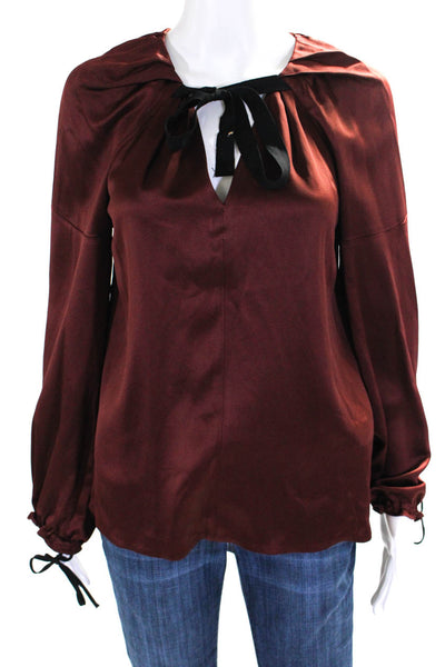 3.1 Phillip Lim Womens Ruffled Tied Blouse Top Burgundy Size 0