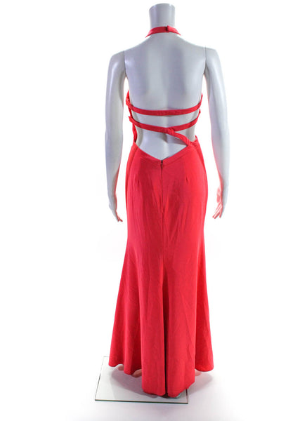 Love by Theia Womens Coral Mermaid Gown Size 4 13498826