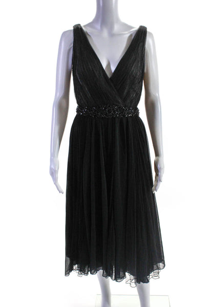 Badgley Mischka Womens Black Pleated Gown Size 4 11405185