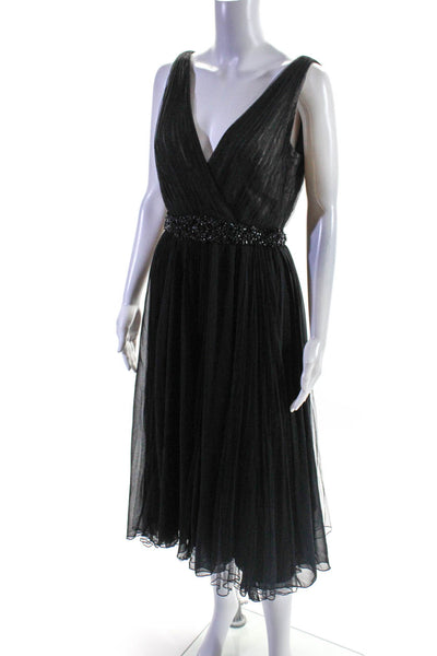 Badgley Mischka Womens Black Pleated Gown Size 4 11405185