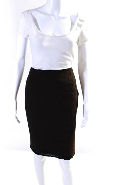 Max Mara Women's Side Zip Pencil Skirt Brown Size 8
