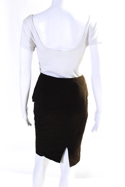 Max Mara Women's Side Zip Pencil Skirt Brown Size 8
