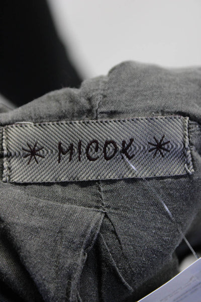 Micok Womens Metallic Embroidered Star Canvas Hooded Jacket Gray Size Large
