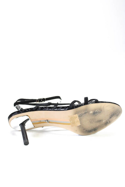 Sam Edelman Women's Crocodile Pattern Ankle Strap Heels Black Size 8.5
