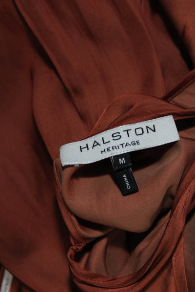 Halston Heritage Womens Spaghetti Strap A Line Dress Orange Size Medium