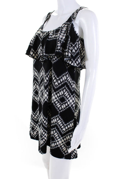 J Valdi Women's Scoop Neck Bodycon Mini Dress Black White Size S