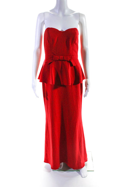 Badgley Mischka Womens Rouge Rosalind Peplum Gown Size 6 11698837