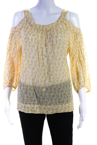 Meadow Rue Women's Floral Cold Shoulder Blouse Yellow Size 6