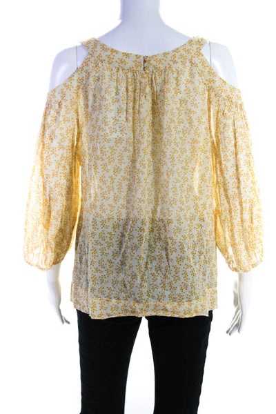 Meadow Rue Women's Floral Cold Shoulder Blouse Yellow Size 6