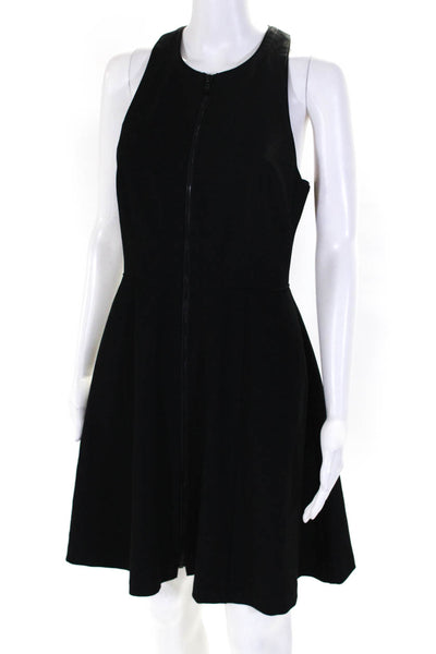 Trina Turk Womens Racerback Front Zip Sleeveless Fit & Flare Dress Black Size 6