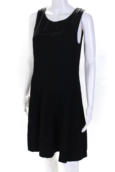 Theory Womens Pleated Scoop Neck Sleeveless Fit & Flare Dress Black Size 6