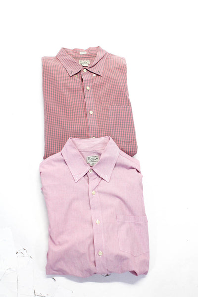 J Crew Mens Button Up Shirts Red Size M L Lot 2