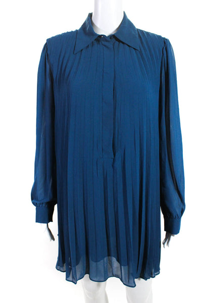 Michael Michael Kors Womens Accordion Pleat Shirt Dress Blue Size 10