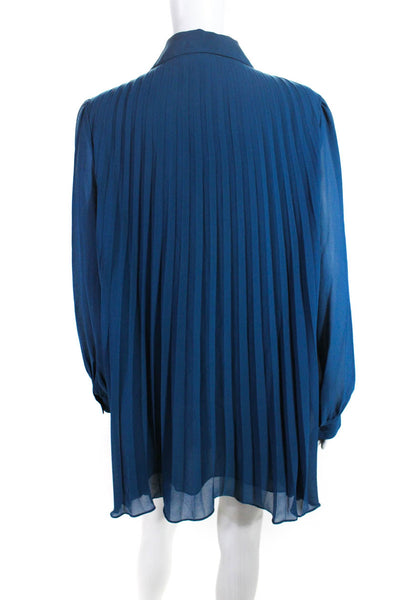 Michael Michael Kors Womens Accordion Pleat Shirt Dress Blue Size 10