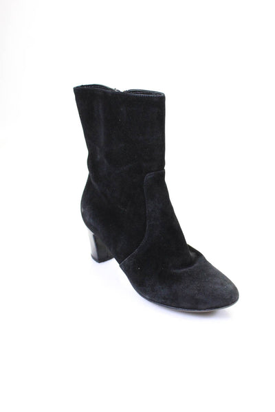 Aquatalia Womens Suede Zip Up Ankle Boots Black Size 6.5