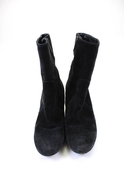 Aquatalia Womens Suede Zip Up Ankle Boots Black Size 6.5