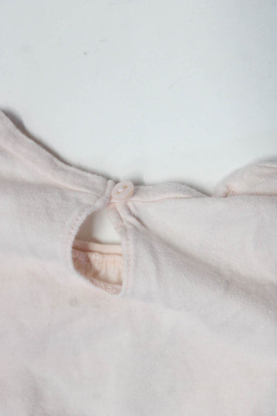 Bonpoint Girls Scoop Neck Short Sleeve Graphic Print Cotton Tee Shirt Pink Size
