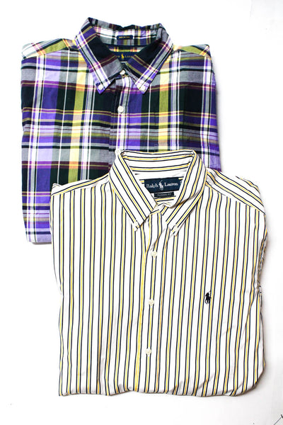 Ralph Lauren Blue Label  Mens Button Up Printed Shirts Green Size XL M Lot 2
