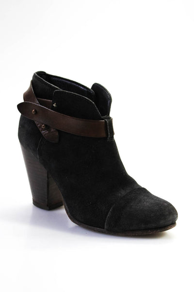 Rag & Bone Womens Side Zip Solid Suede High Heel Ankle Boots Black Size 37.5