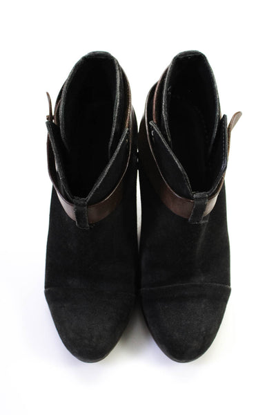 Rag & Bone Womens Side Zip Solid Suede High Heel Ankle Boots Black Size 37.5