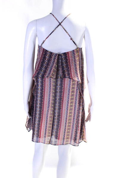 BCBG Max Azria Womens Abstract Stripe Chiffon Shift Dress Multicolor Size Large