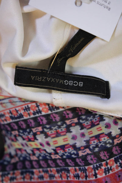 BCBG Max Azria Womens Abstract Stripe Chiffon Shift Dress Multicolor Size Large