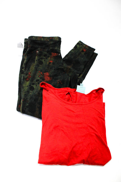 C&C California Hue Womens Tee Shirt Leggings Red Gray Medium Large Lot 2