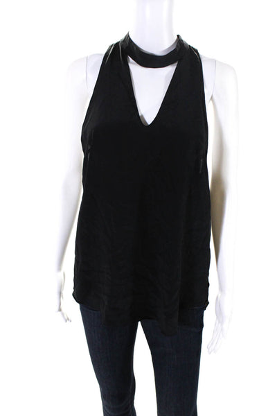 Amanda Uprichard Womens Sleeveless Silk Keyhole Top Blouse Black Size Medium
