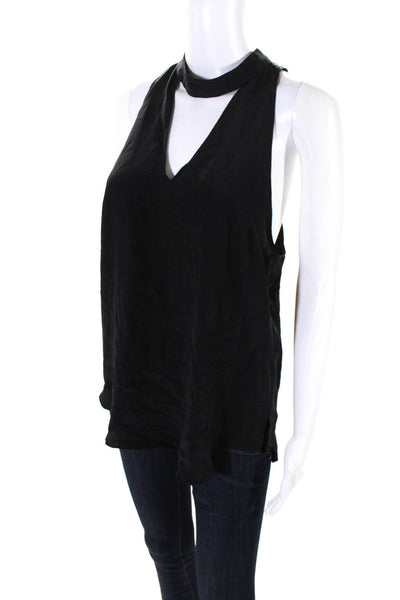 Amanda Uprichard Womens Sleeveless Silk Keyhole Top Blouse Black Size Medium