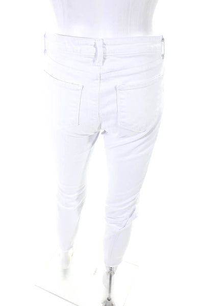 L'Agence Womens Distressed Denim High Rise Straight Leg Jeans White Size 27