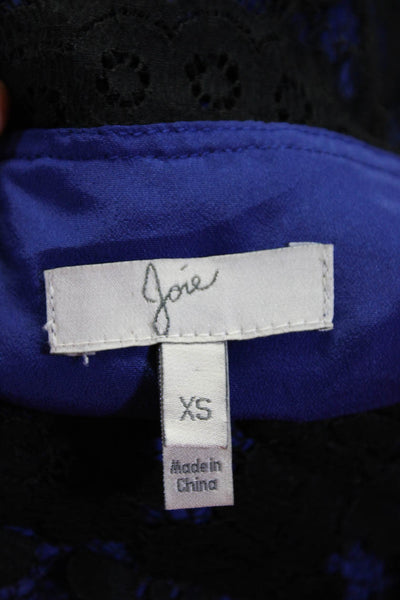 Joie Womens Scoop Neck Short Sleeve Floral Lace Midi Dress blue Black Size XS