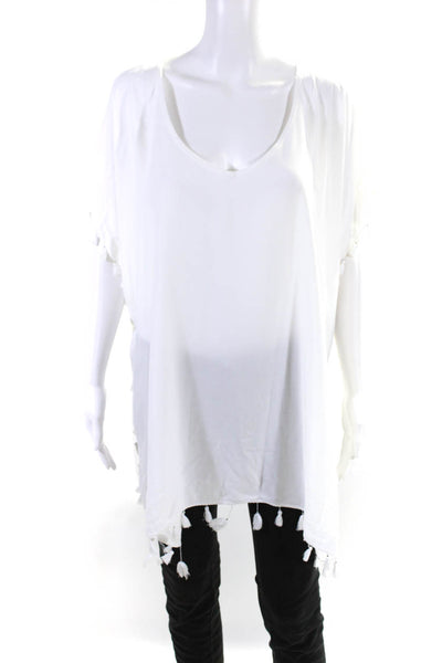 Seafolly Womens V Neck Tassel Cover Up Tunic White Size M/L