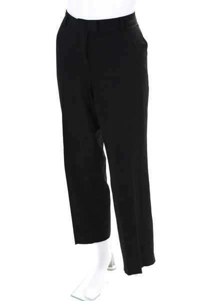 Emporio Armani Womens Pleated Button Straight Leg Dress Pants Black Size EUR44