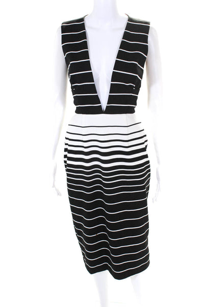 N/Nicholas Womens Backless Zipped Striped Colorblock Dress Black Size 6