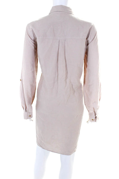 Thread & Supply Womens Buttoned Collared Long Sleeve Dress Pink Size L