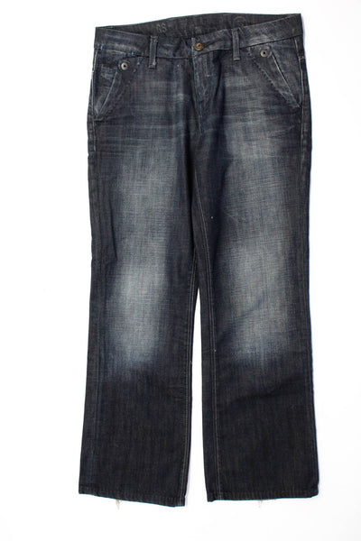 G. Star Mens Cotton Dark-Wash Mid-Rise Straight Leg Denim Jeans Blue Size 28