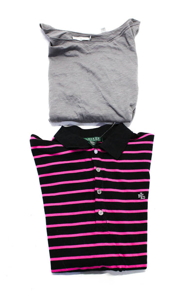 Lauren Ralph Lauren Women's Tee Polo Shirt Pink Gray Size L XL Lot 2