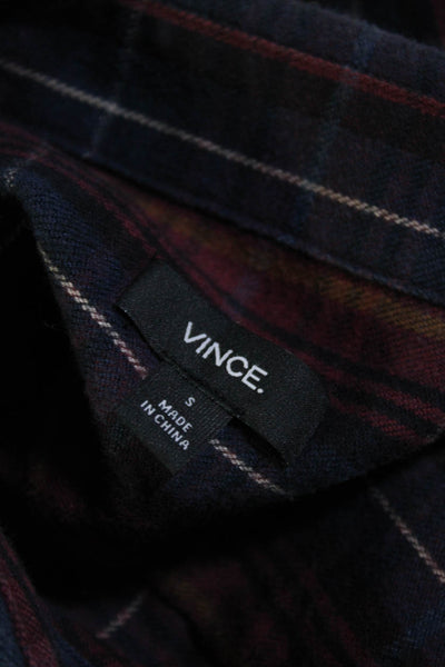 Vince Mens Collared Tartan Cotton Button Down Shirt Multicolor Size PS