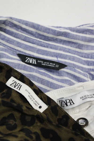Zara Womens Striped Leopard Print Solid Top Skirt Pants Multi Size 4/XS Lot 3