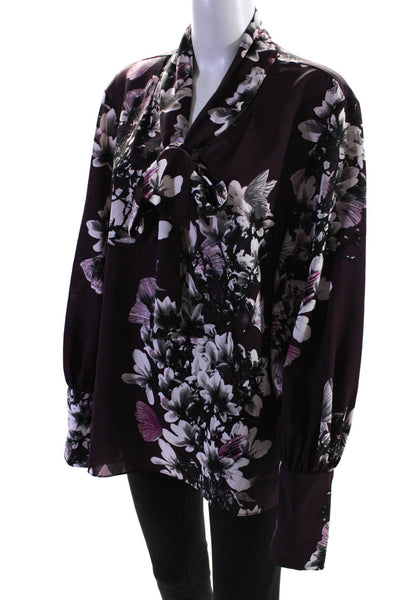 Natori Womens Purple Floral Button Down Size 4 13285932