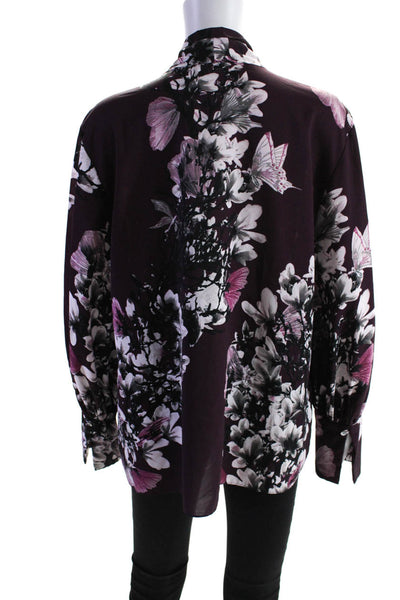 Natori Womens Purple Floral Button Down Size 12 13101763