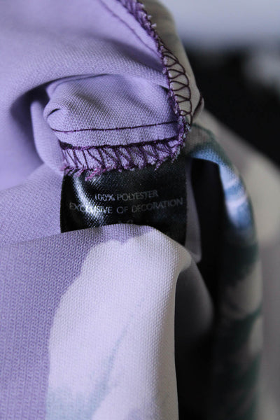 Natori Womens Purple Floral Button Down Size 16 13101700